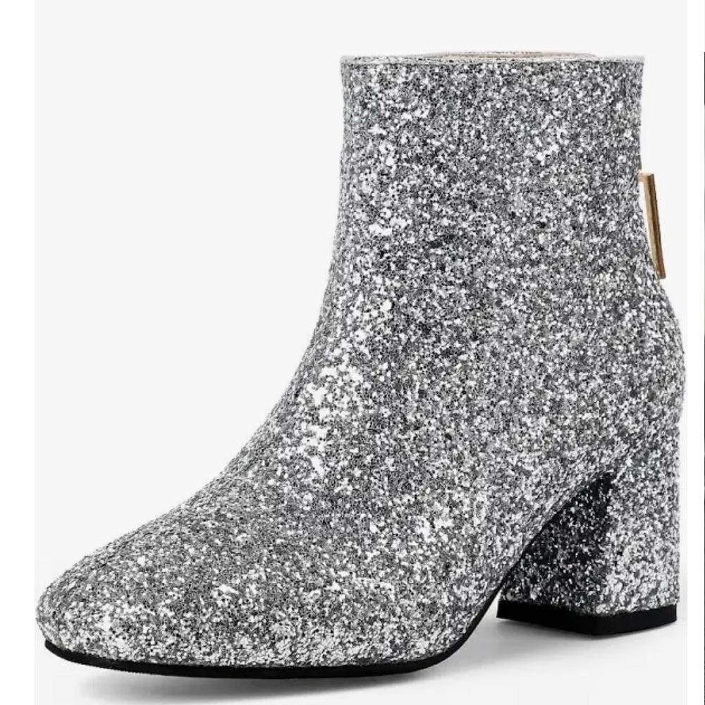 Silver Glitter Ankle Boots